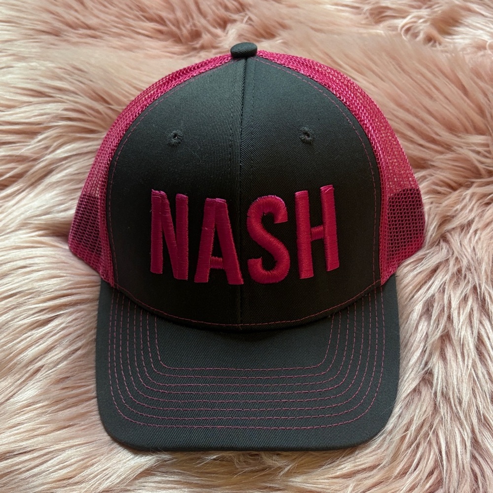 Nash Women's Gray  and Pink Mesh Baseball Hat - Picture 2 of 7